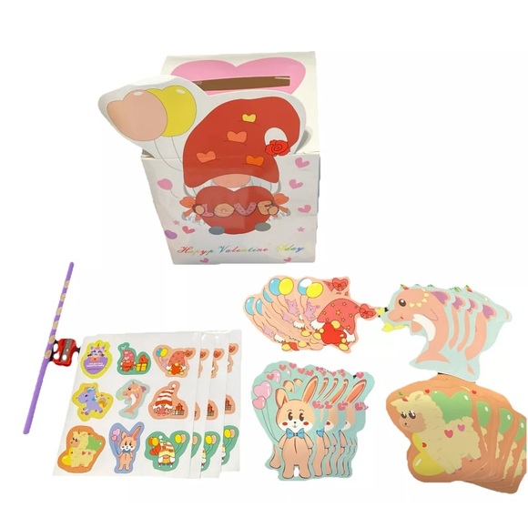unbranded Other - Valentine's Day gnome Card Box Set with Stickers 72 pieces